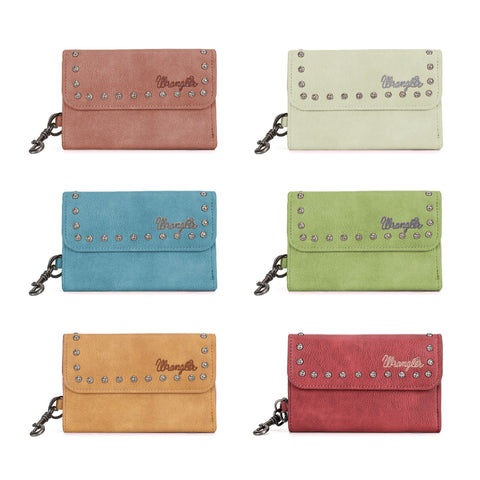 WG89-W001  12Pcs Assorted Colors Wrangler Accents Tri-fold Key-Chain Wallet