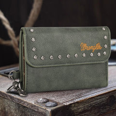 WG89-W001  Wrangler Studded Accents Tri-fold Key-Chain Wallet - Green (ONLINE EXCLUSIVE)