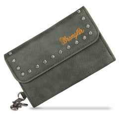 WG89-W001  Wrangler Studded Accents Tri-fold Key-Chain Wallet - Green (ONLINE EXCLUSIVE)