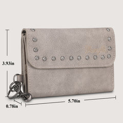 WG89-W001  Wrangler Studded Accents Tri-fold Key-Chain Wallet - Khaki (ONLINE EXCLUSIVE)