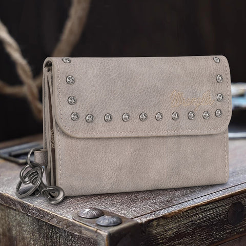 WG89-W001  Wrangler Studded Accents Tri-fold Key-Chain Wallet - Khaki (ONLINE EXCLUSIVE)