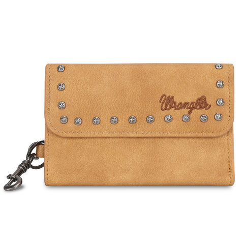 WG89-W001  Wrangler Studded Accents Tri-fold Key-Chain Wallet - Light Brown (ONLINE EXCLUSIVE)