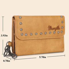 WG89-W001  Wrangler Studded Accents Tri-fold Key-Chain Wallet - Light Brown (ONLINE EXCLUSIVE)