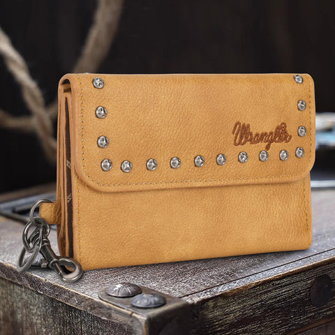 WG89-W001  Wrangler Studded Accents Tri-fold Key-Chain Wallet - Light Brown (ONLINE EXCLUSIVE)