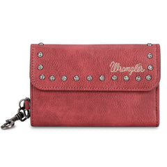 WG89-W001  Wrangler Studded Accents Tri-fold Key-Chain Wallet -Red (ONLINE EXCLUSIVE)