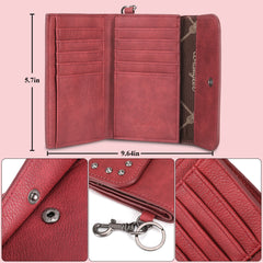 WG89-W001  Wrangler Studded Accents Tri-fold Key-Chain Wallet -Red (ONLINE EXCLUSIVE)