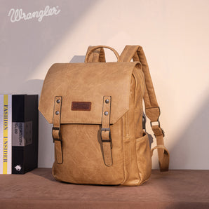 WG98-043 Wrangler Belt Buckle Laptop Backpack - Light Brown