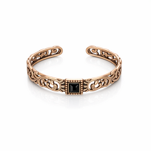 WG-AC-BC-100-GD Wrangler Scroll Inlay Stone Cuff Bracelet - Gold