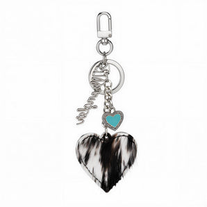 WGC-1017BK Wrangler Cowhide Heart Bag Charm - Black