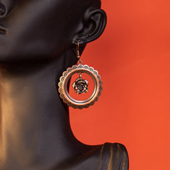WGE-1033  Wrangler Etched Circle Rose Dangling Earring