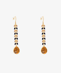 WGE-1043  Wrangler 14K Gold Western Natural Stone Tear Drop Shaped Dangle Statement Earring