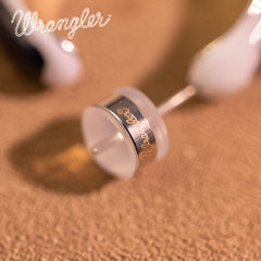 WGE-CW-1132S Wrangler Cow Print  Hoop Earrings -Black