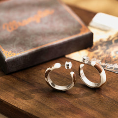 WGE-CW-1132S Wrangler Cow Print  Hoop Earrings -Coffee