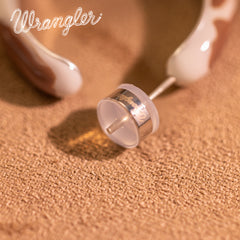 WGE-CW-1132S Wrangler Cow Print  Hoop Earrings -Coffee