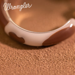 WGE-CW-1132S Wrangler Cow Print  Hoop Earrings -Coffee