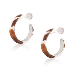 WGE-CW-1132S Wrangler Cow Print  Hoop Earrings -Coffee