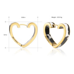 WGE-HCW-1135G Wrangler Cow Print Open Heart Shape  Earrings -Black