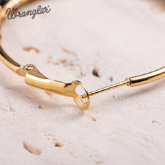 WGE-HP-1102GBK  Wrangler 14K Gold Plated Natural Stone Hoop Earrings - Black