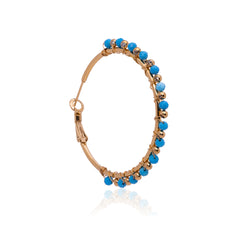 WGE-HP-1102GTQ Wrangler 14K Gold Plated Natural Stone Hoop Earrings -Turquoise