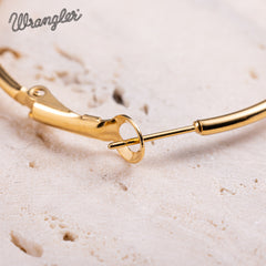 WGE-HP-1102GWH  Wrangler 14K Gold Plated Natural Stone Hoop Earrings - White