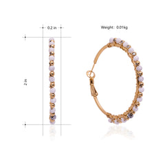 WGE-HP-1102GWH  Wrangler 14K Gold Plated Natural Stone Hoop Earrings - White