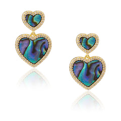 WGE-HT-1050  Wrangler Crystal Heart Shape Dangling Earrings -Grey