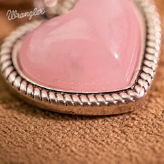 WGE-HT-1134S  Wrangler Natural Stone Heart Shape Dangling Earrings -Pink