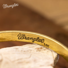 WGW-STL-1119G  Wrangler Gold Western Natural Stone Engraved Cuff Bracelet -Turquoise