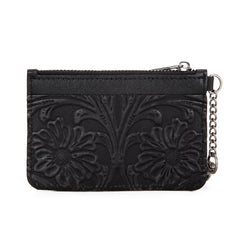 WGW-W1005  Wrangler Genuine Leather Floral Tooled RFID Card Wallet