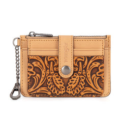 WGW-W1005  Wrangler Genuine Leather Floral Tooled RFID Card Wallet