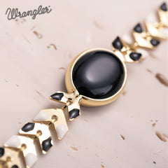 WGW-WH01   Wrangler 14k Gold Western Chain Bracelet Oval Shaped Natural Stone