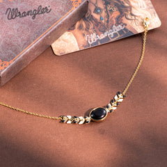 WGW-WH01   Wrangler 14k Gold Western Chain Bracelet Oval Shaped Natural Stone