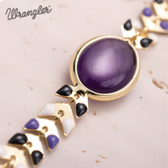WGW-WH01   Wrangler 14k Gold Western Chain Bracelet Oval Shaped Natural Stone