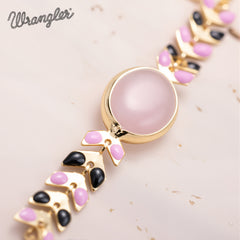 WGW-WH01   Wrangler 14k Gold Western Chain Bracelet Oval Shaped Natural Stone