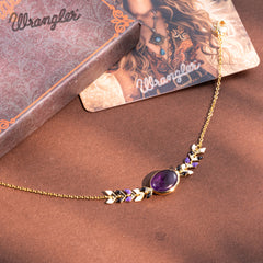 WGW-WH01   Wrangler 14k Gold Western Chain Bracelet Oval Shaped Natural Stone