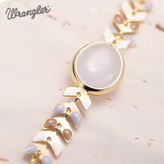 WGW-WH01   Wrangler 14k Gold Western Chain Bracelet Oval Shaped Natural Stone