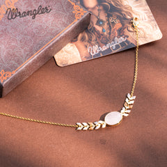 WGW-WH01   Wrangler 14k Gold Western Chain Bracelet Oval Shaped Natural Stone