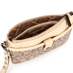 WG85-181 Wrangler Vintage Floral Tooled Collection Crossbody - Tan