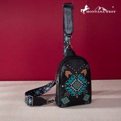 MW1248-210 Montana West Embroidered Aztec Collection Sling Bag