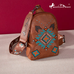 MW1248-210 Montana West Embroidered Aztec Collection Sling Bag