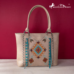 MW1248G-8317  Montana West Embroidered Aztec Collection Concealed Carry Tote