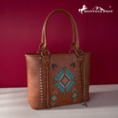 MW1248G-8317  Montana West Embroidered Aztec Collection Concealed Carry Tote