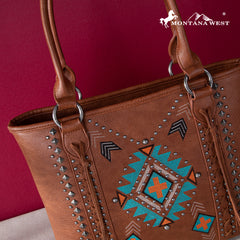 MW1248G-8317  Montana West Embroidered Aztec Collection Concealed Carry Tote