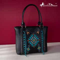MW1248G-8317  Montana West Embroidered Aztec Collection Concealed Carry Tote