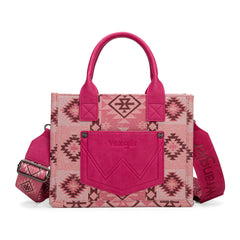 WG2209-8120S  Wrangler Aztec Pattern Dual Sided Print -Tote/Crossbody -Pink