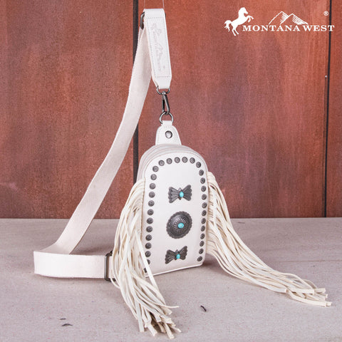 MW1270-210 Montana West Fringe Mariposa Concho Collection Sling Bag