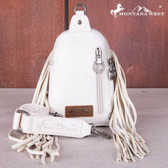 MW1270-210 Montana West Fringe Mariposa Concho Collection Sling Bag