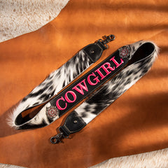 PST-1012  Montana West Western Guitar Style Hair-On Cowhide Crossbody Strap