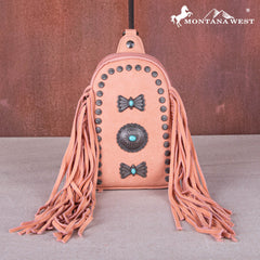 MW1270-210 Montana West Fringe Mariposa Concho Collection Sling Bag