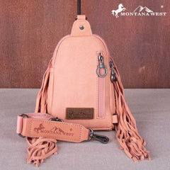 MW1270-210 Montana West Fringe Mariposa Concho Collection Sling Bag